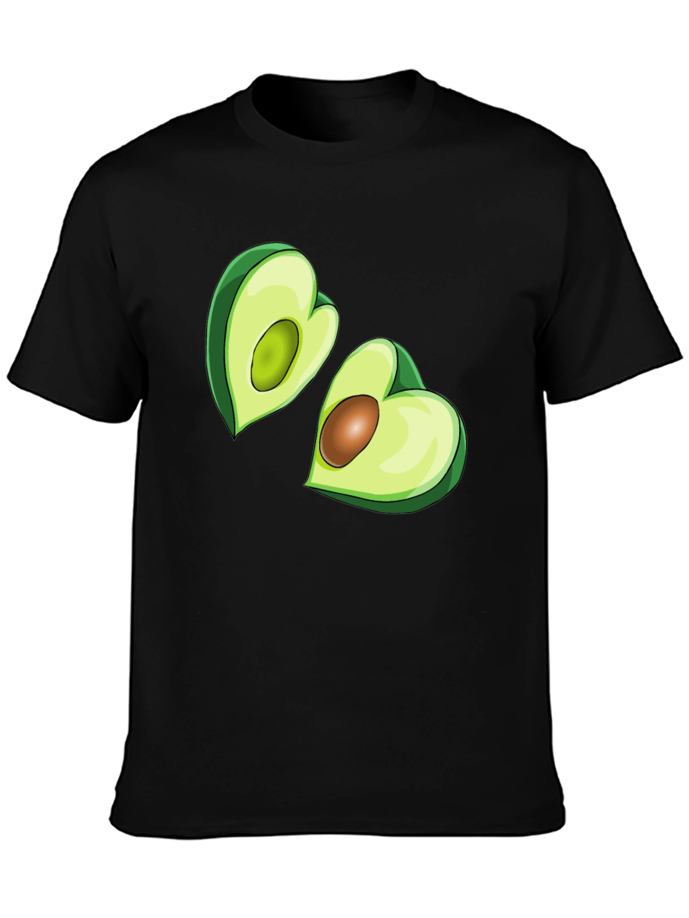 Avocado Heart Graphic Tee - Black Casual T-Shirt