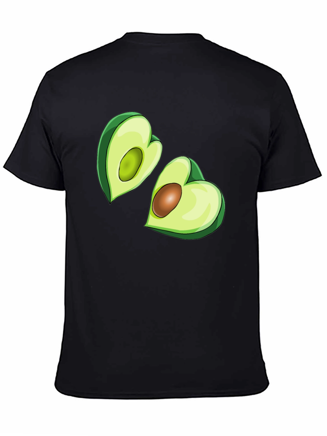Avocado Heart Graphic Tee - Black Casual T-Shirt