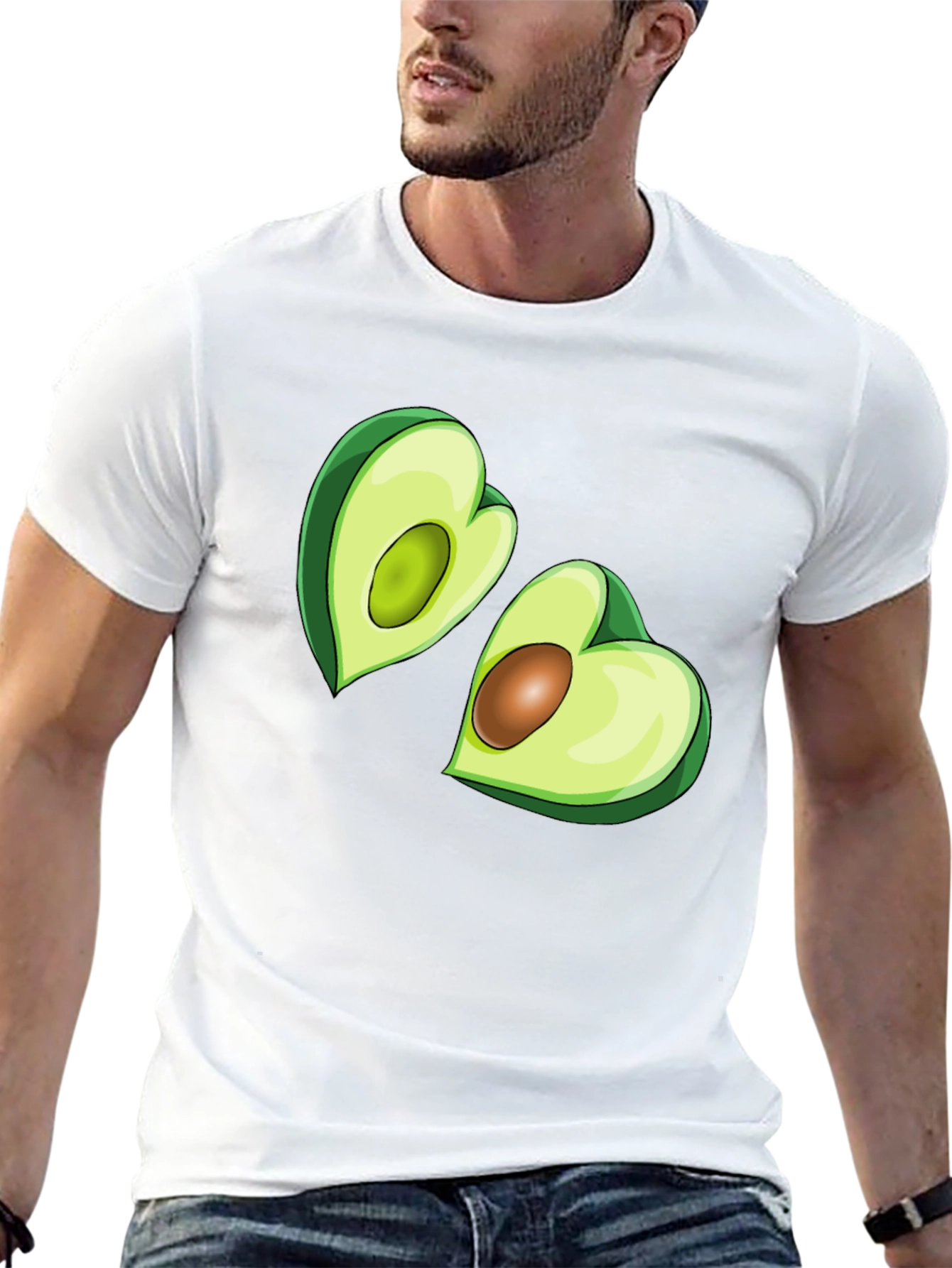 Avocado Heart Graphic Tee - Black Casual T-Shirt
