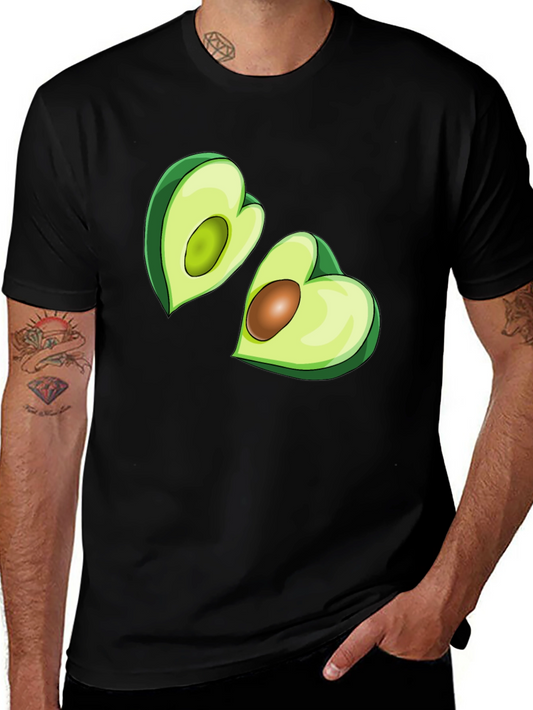 Avocado Heart Graphic Tee - Black Casual T-Shirt