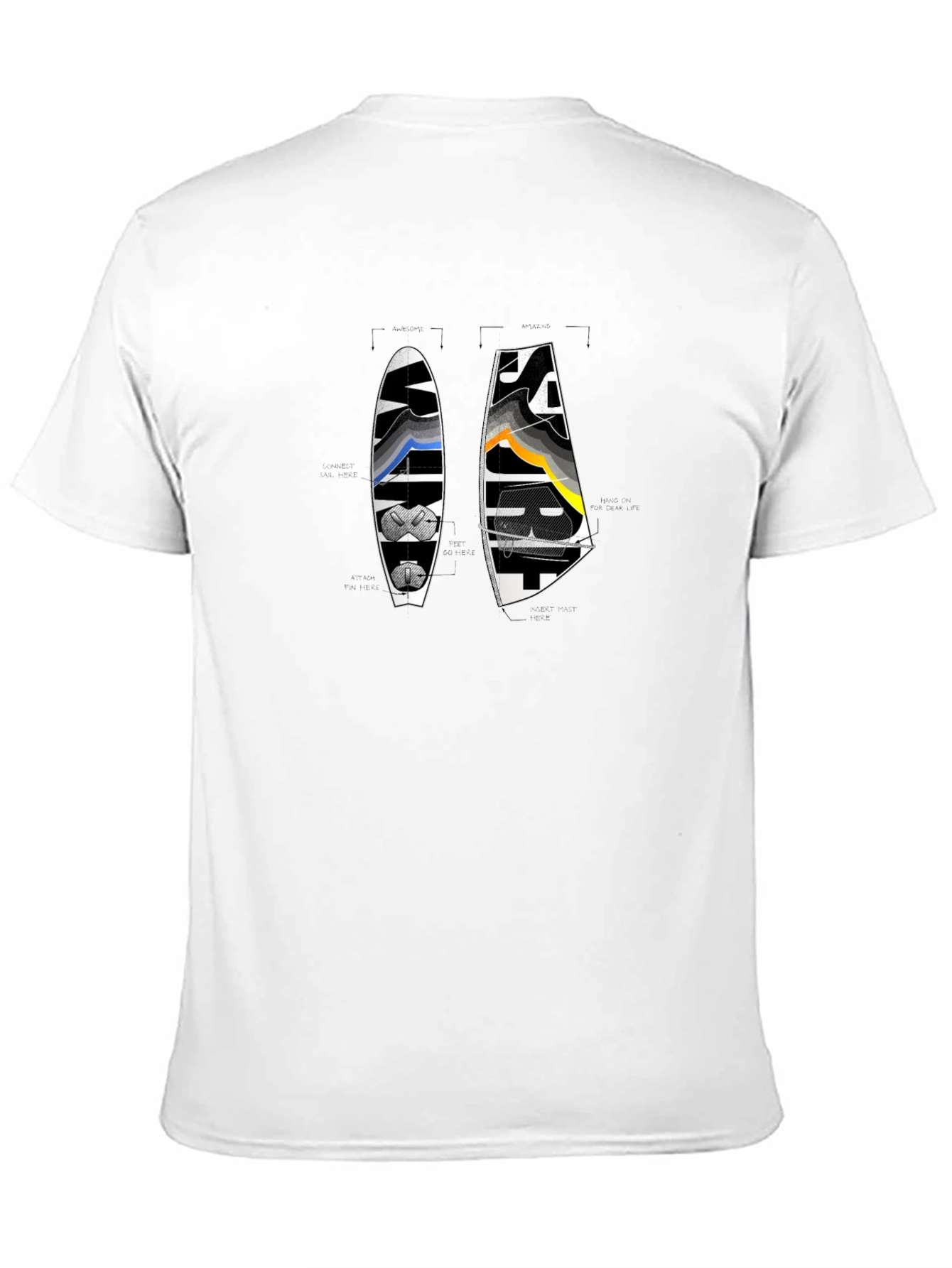 Windsurf Design Black T-Shirt