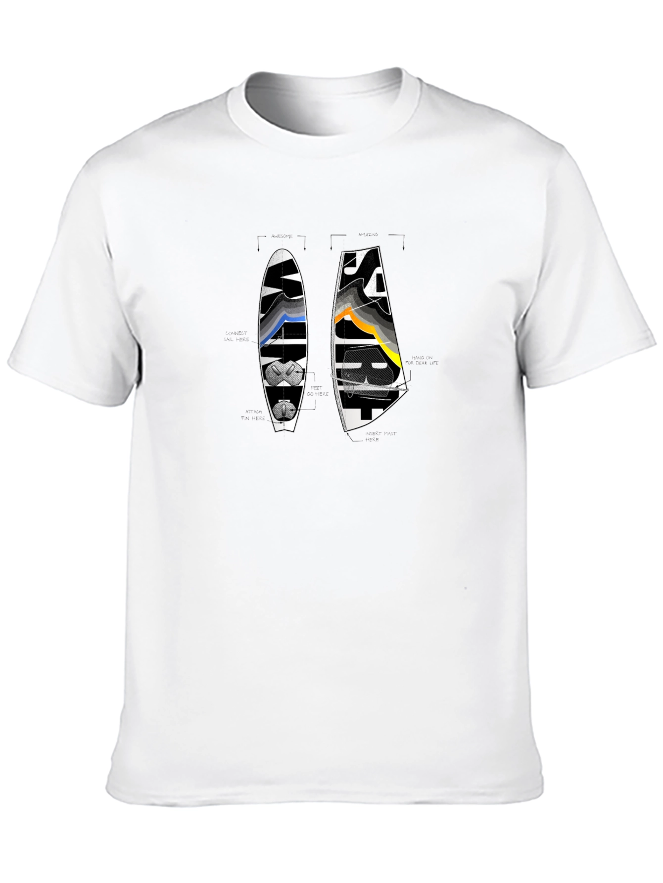 Windsurf Design Black T-Shirt