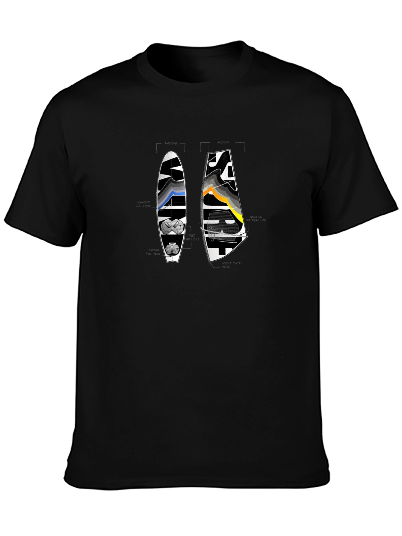 Windsurf Design Black T-Shirt