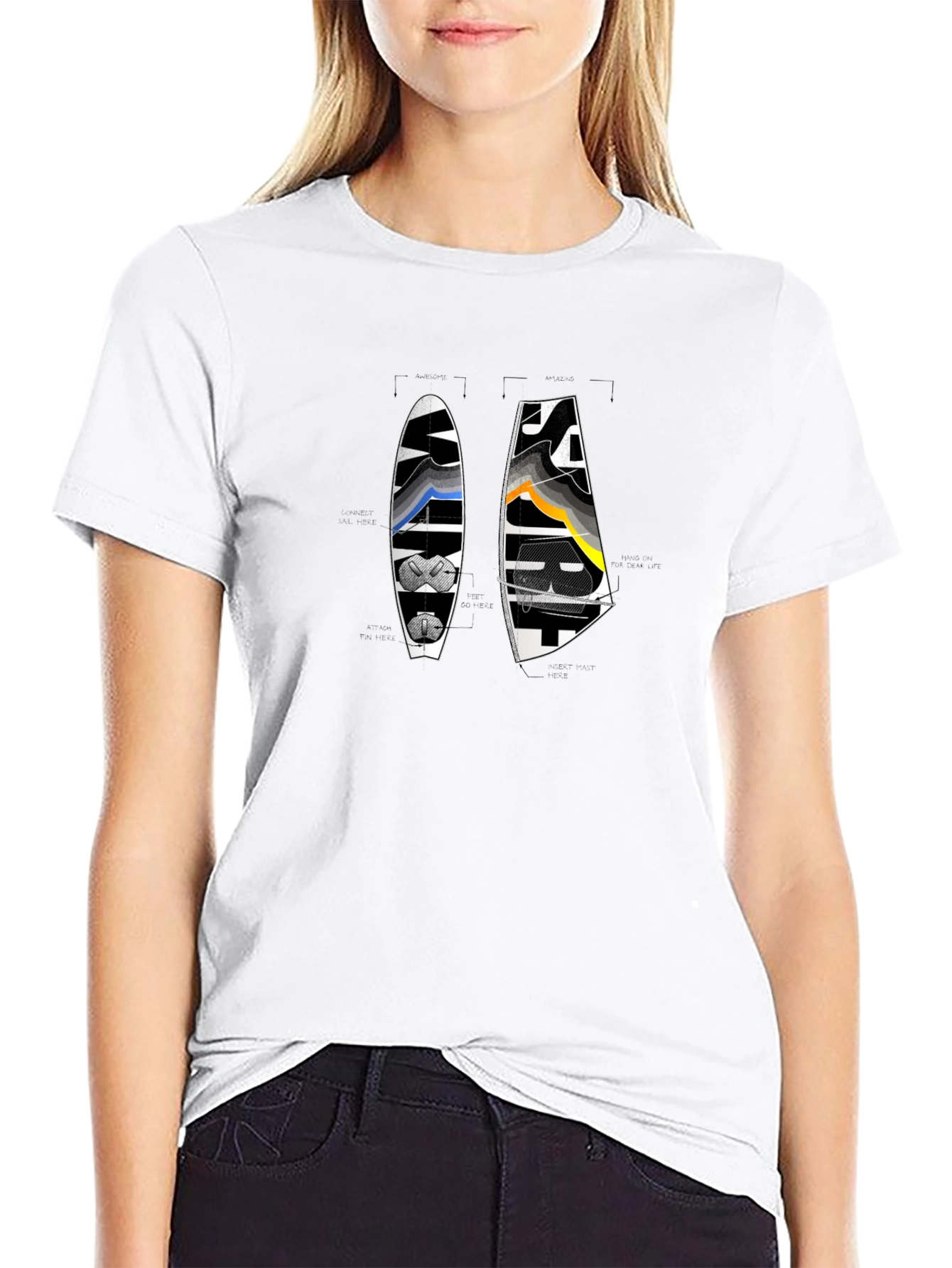 Windsurf Design Black T-Shirt