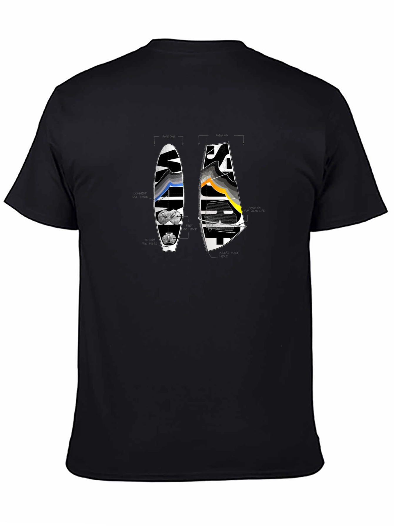 Windsurf Design Black T-Shirt