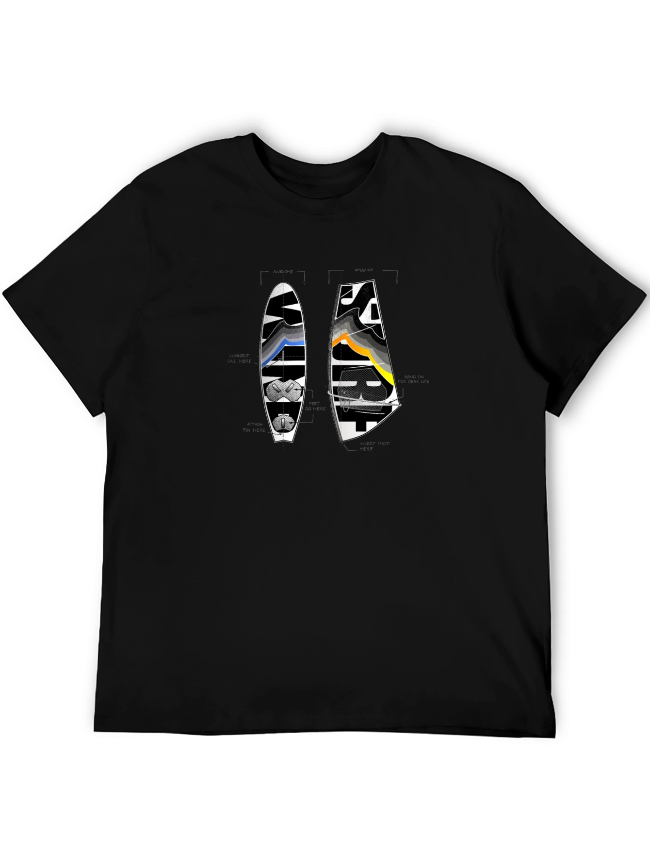 Windsurf Design Black T-Shirt
