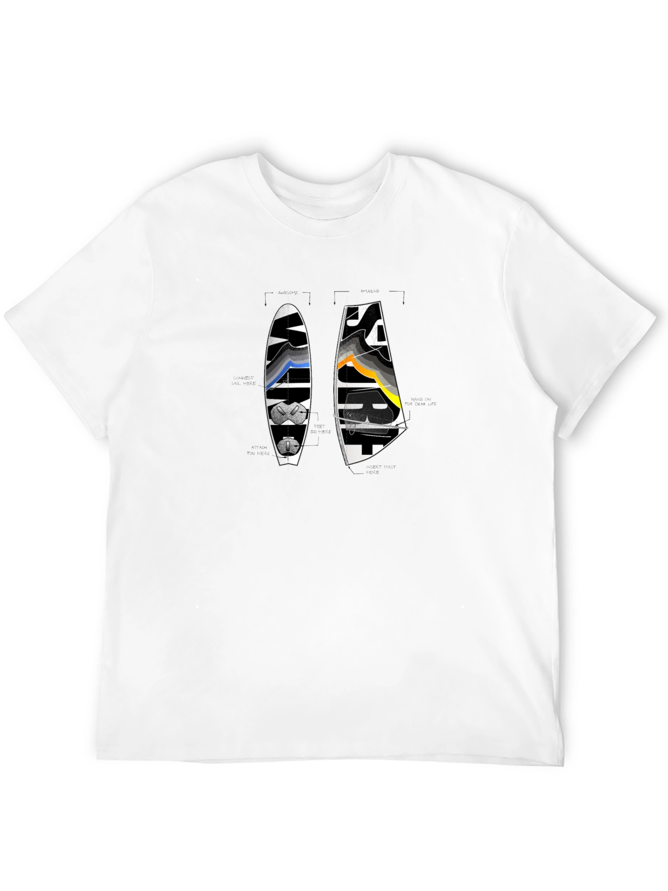 Windsurf Design Black T-Shirt