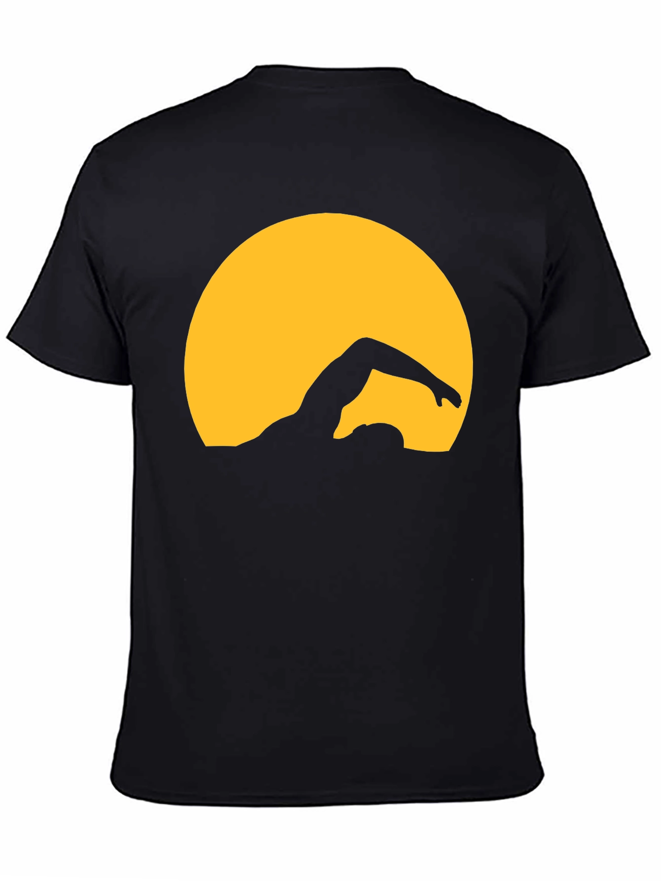 Swimmer Silhouette Graphic Tee - Black