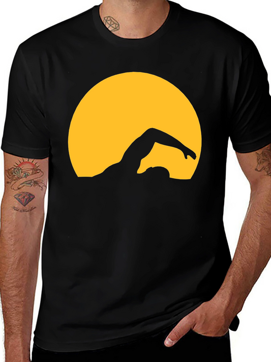 Swimmer Silhouette Graphic Tee - Black