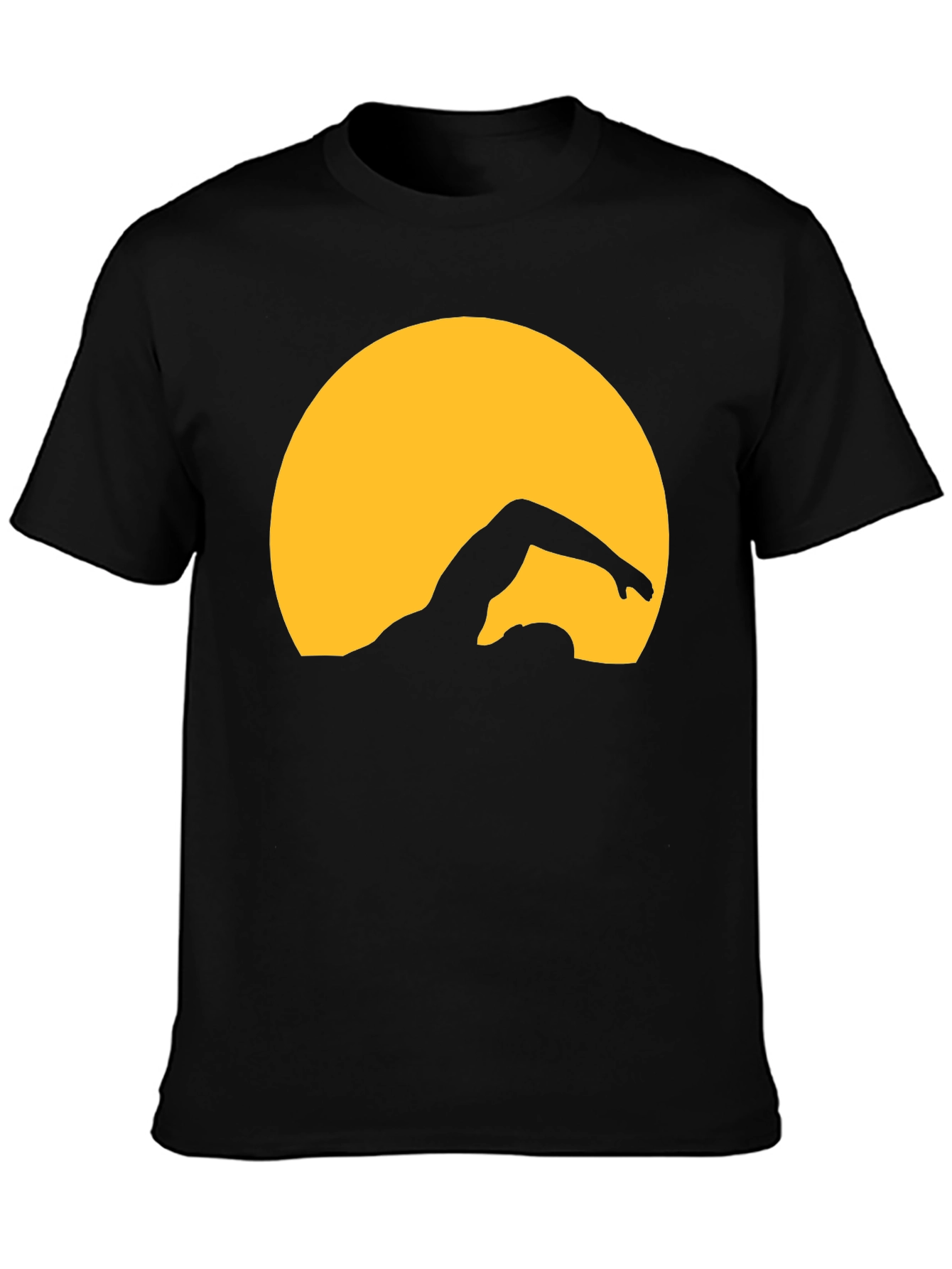 Swimmer Silhouette Graphic Tee - Black