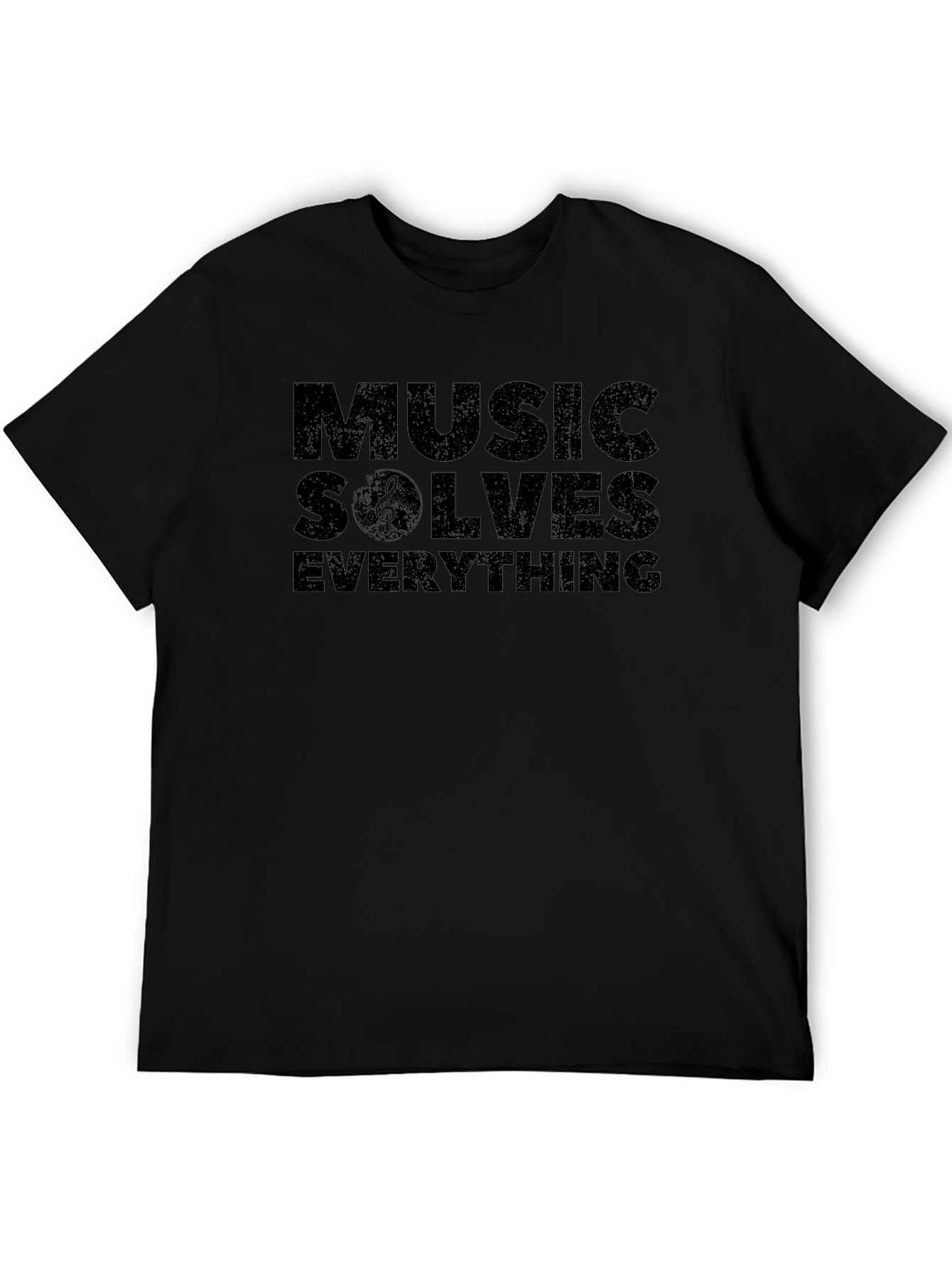 Music Solves Everything Black Graphic T-Shirt