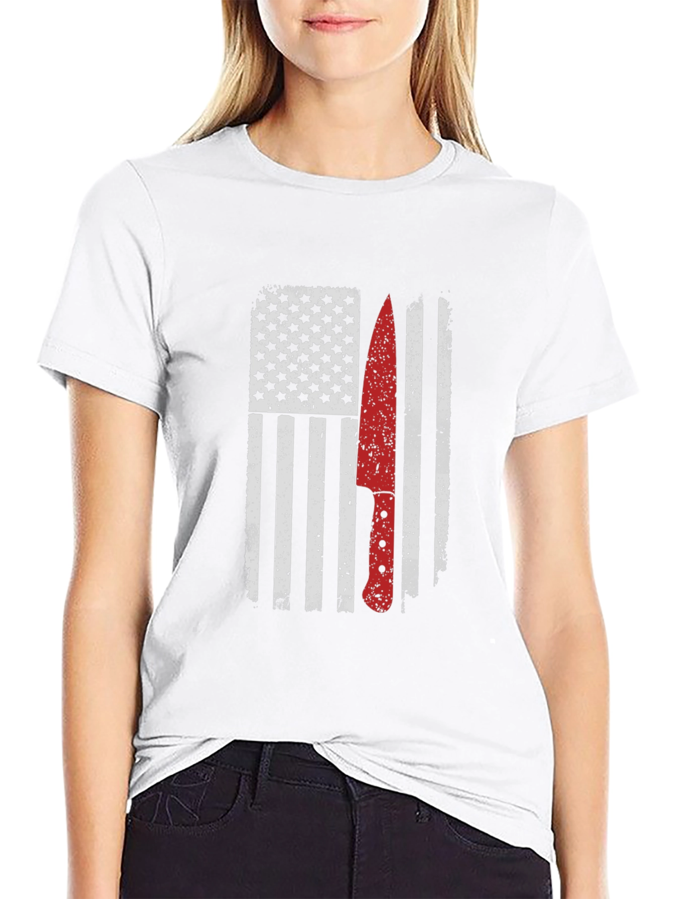 American Flag Chef Knife Graphic Tee