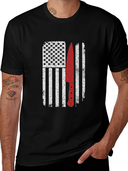 American Flag Chef Knife Graphic Tee