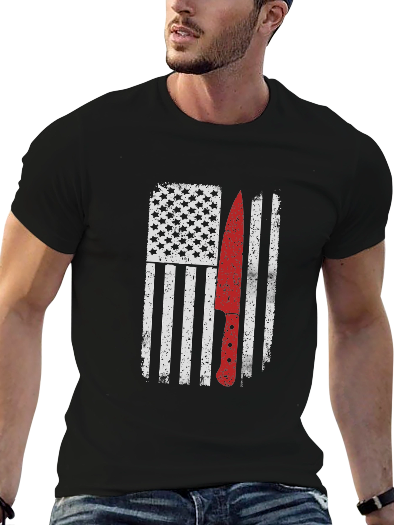 American Flag Chef Knife Graphic Tee