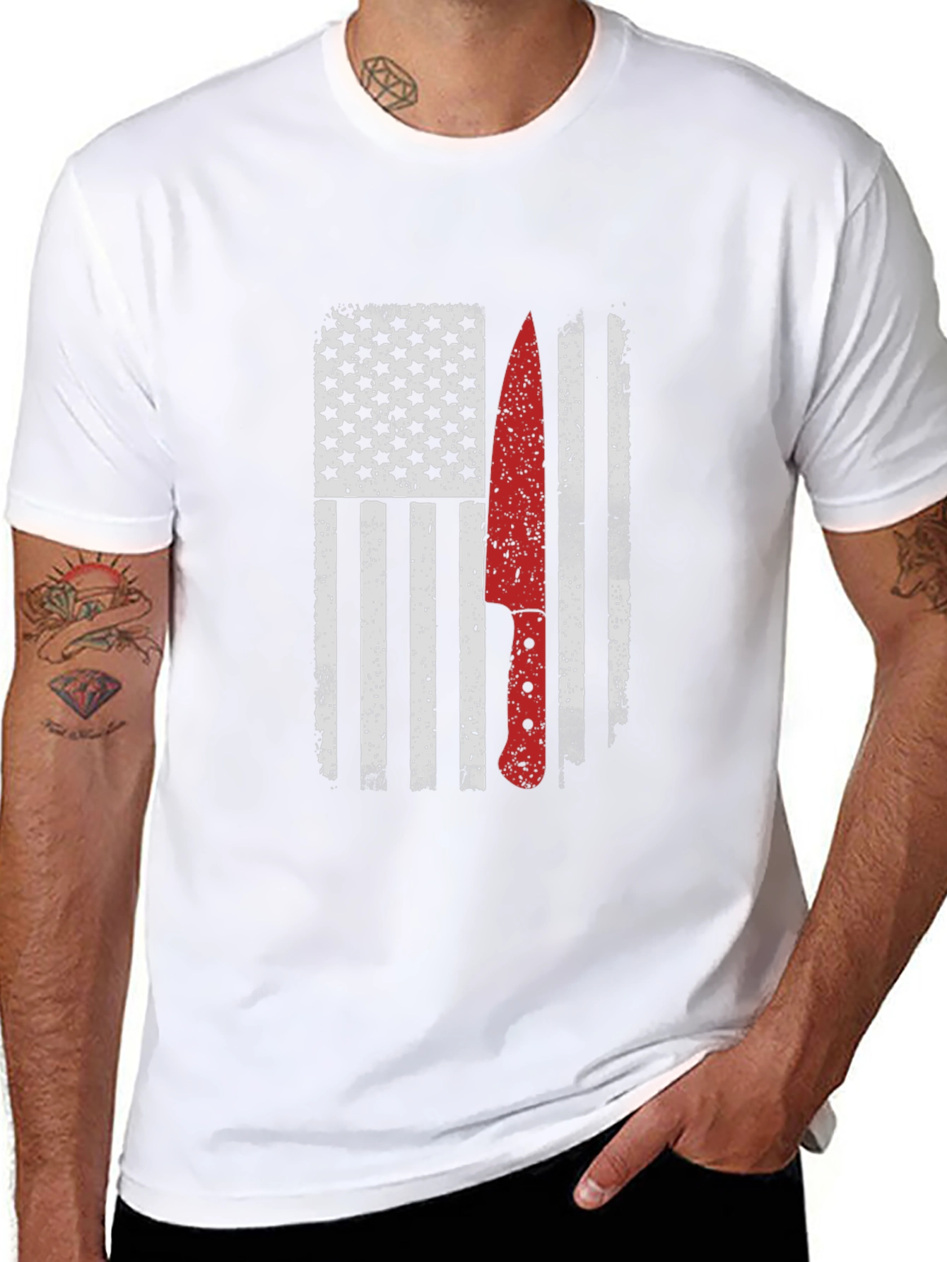 American Flag Chef Knife Graphic Tee