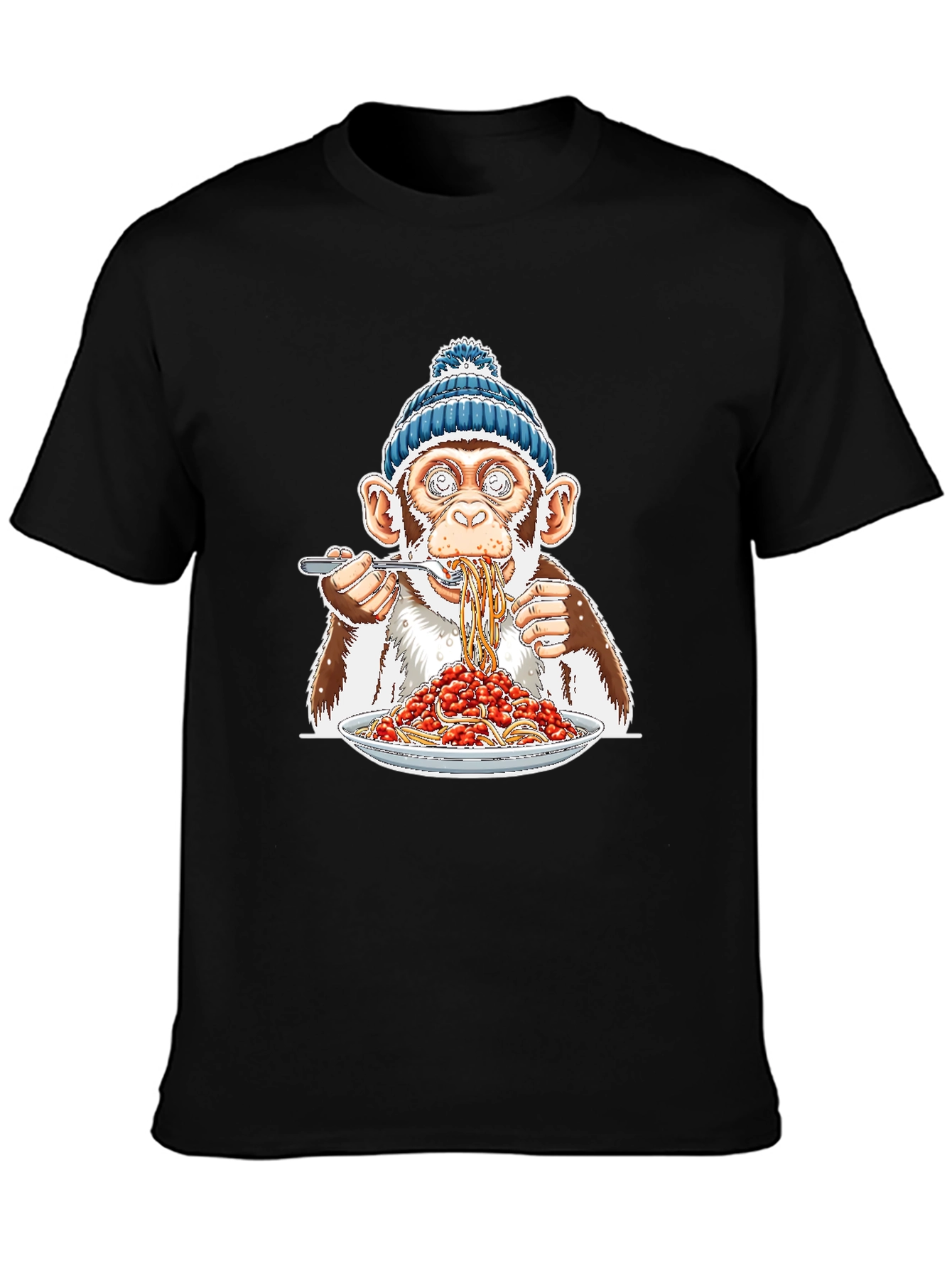 Monkey Eating Spaghetti Graphic T-Shirt