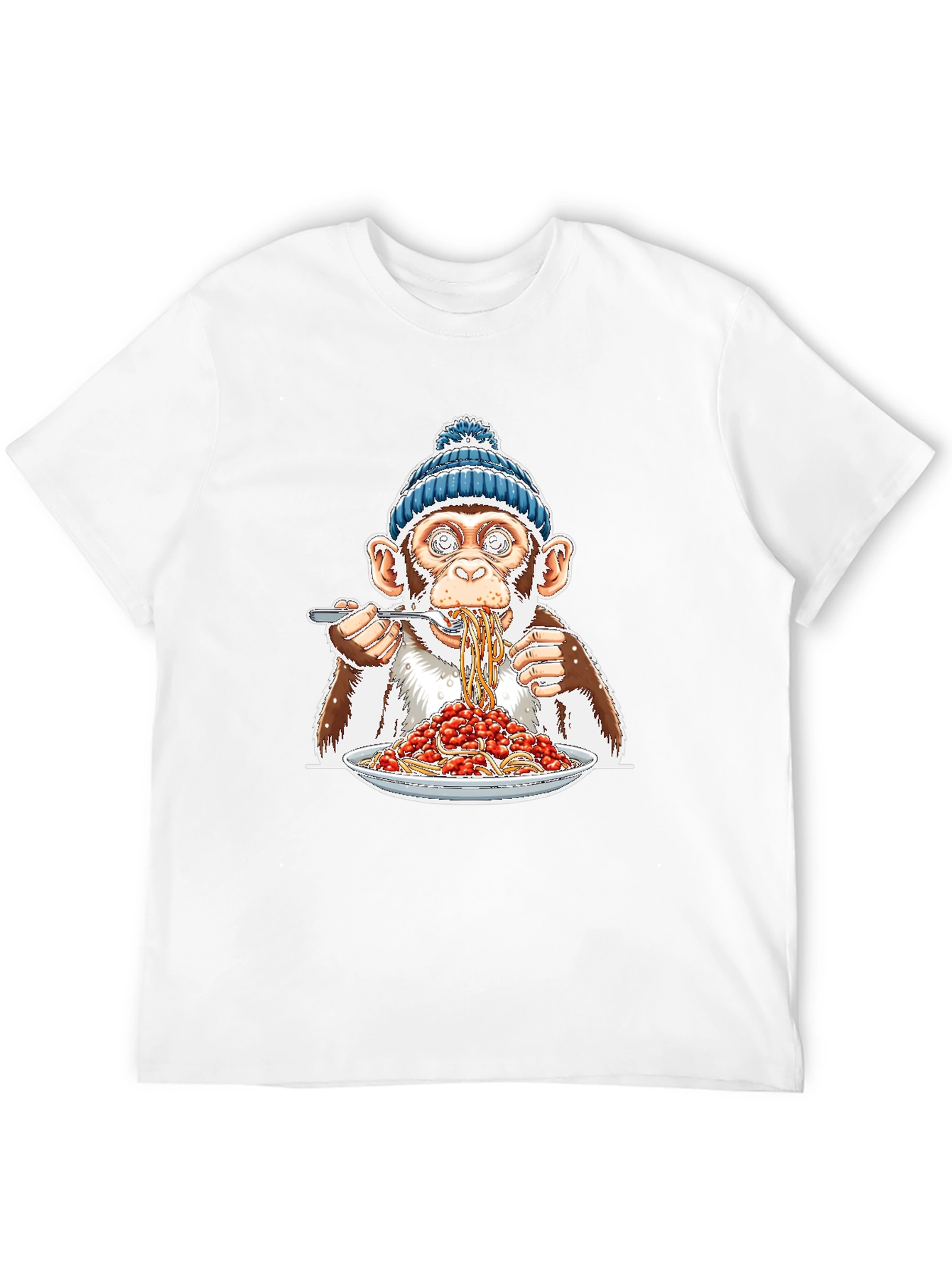 Monkey Eating Spaghetti Graphic T-Shirt