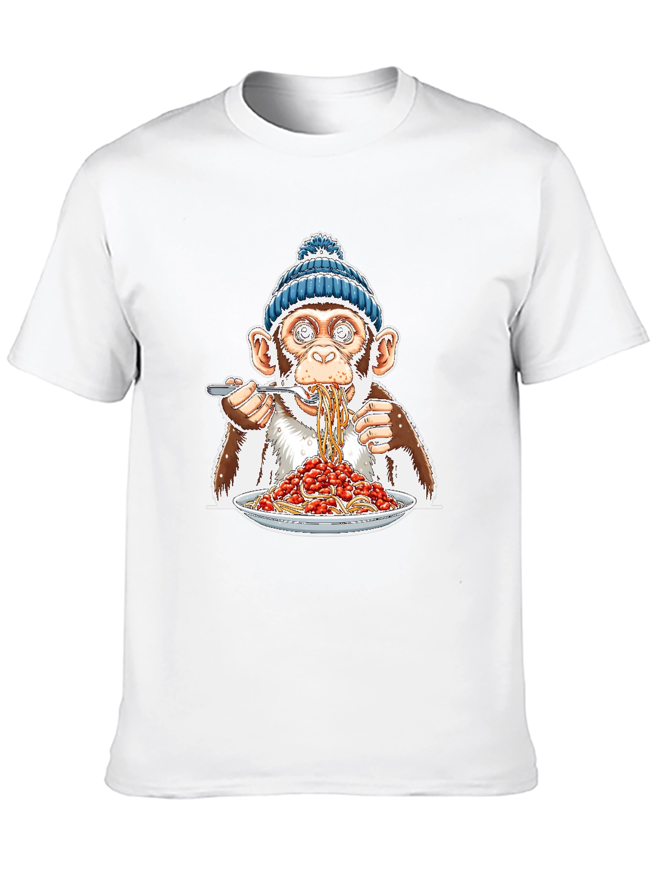 Monkey Eating Spaghetti Graphic T-Shirt
