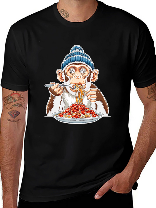 Monkey Eating Spaghetti Graphic T-Shirt