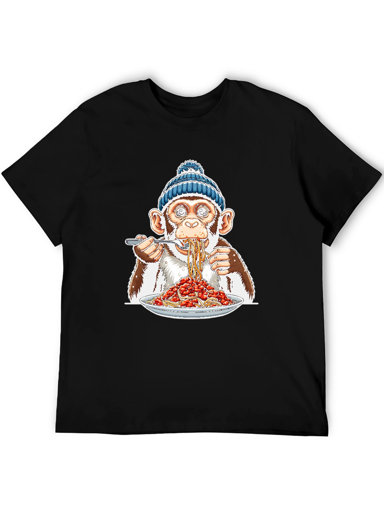 Monkey Eating Spaghetti Graphic T-Shirt