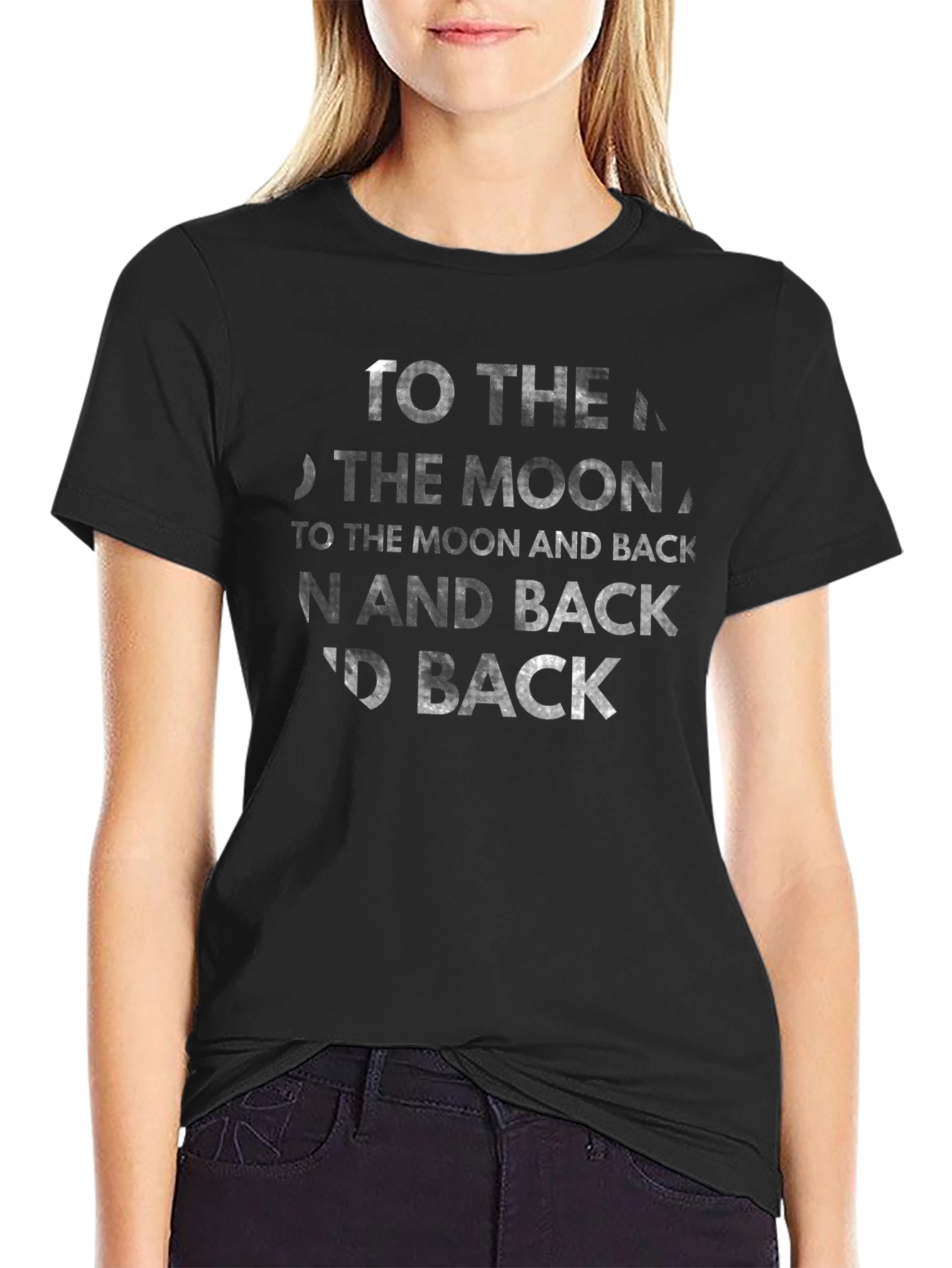 To the Moon and Back Black Graphic Tee