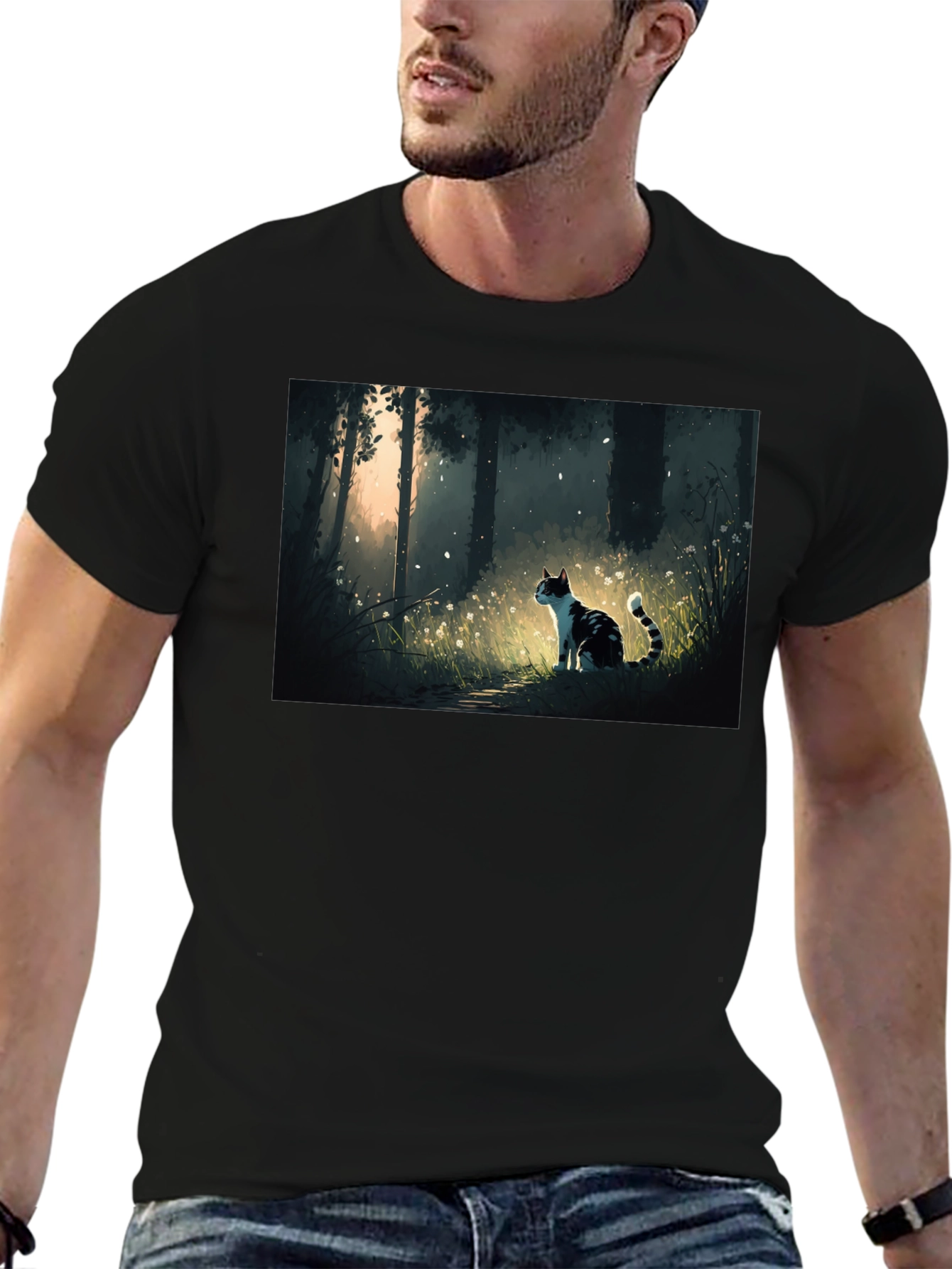 Cat Forest T-Shirt - Black