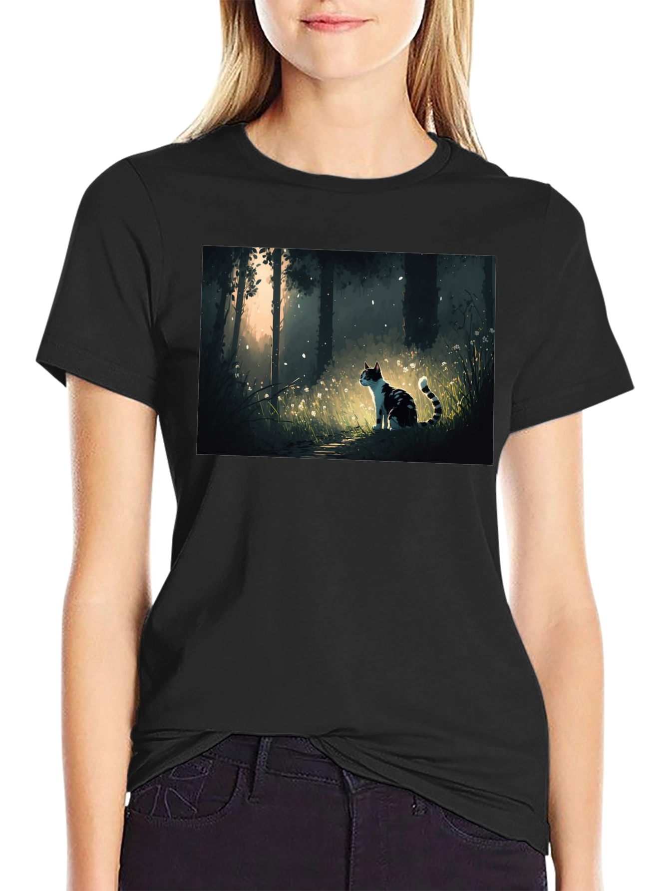 Cat Forest T-Shirt - Black