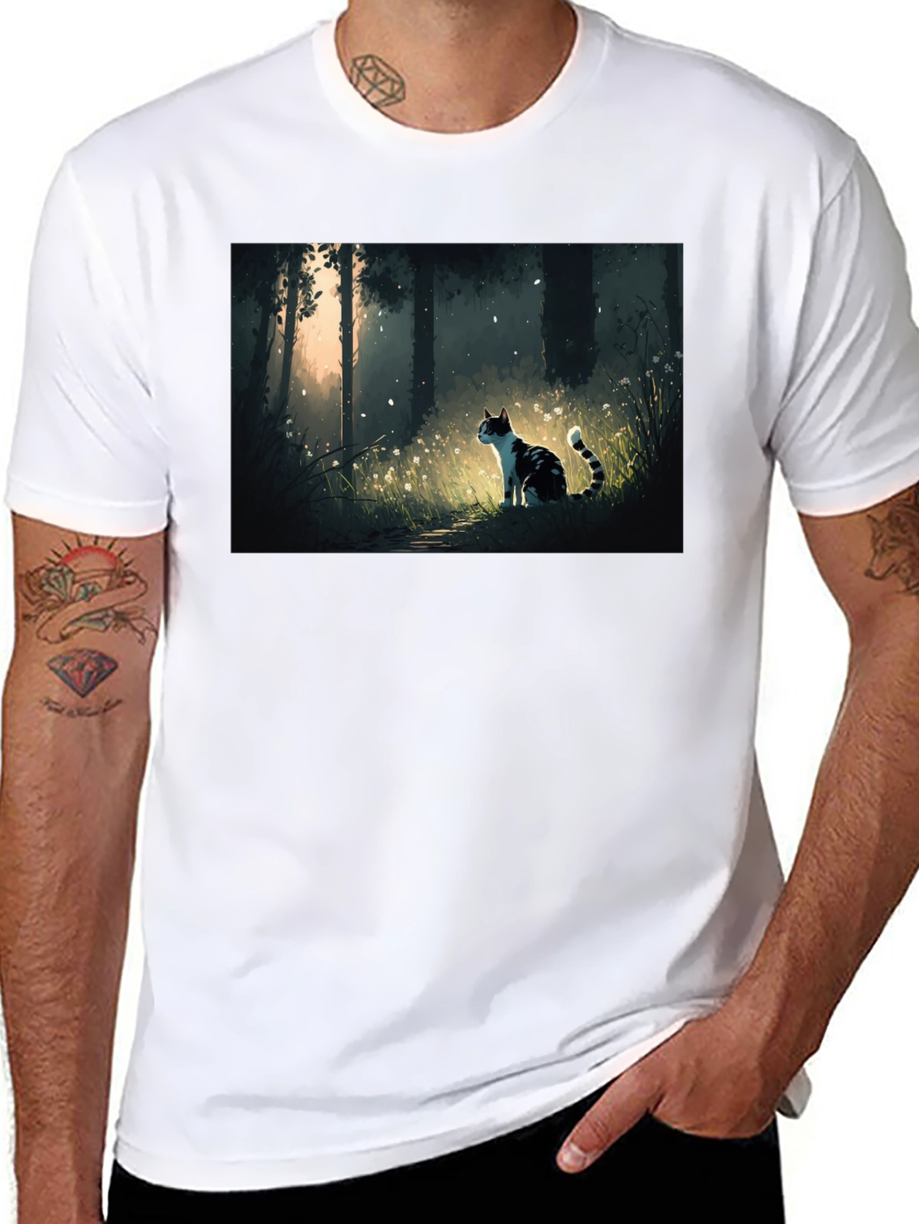Cat Forest T-Shirt - Black