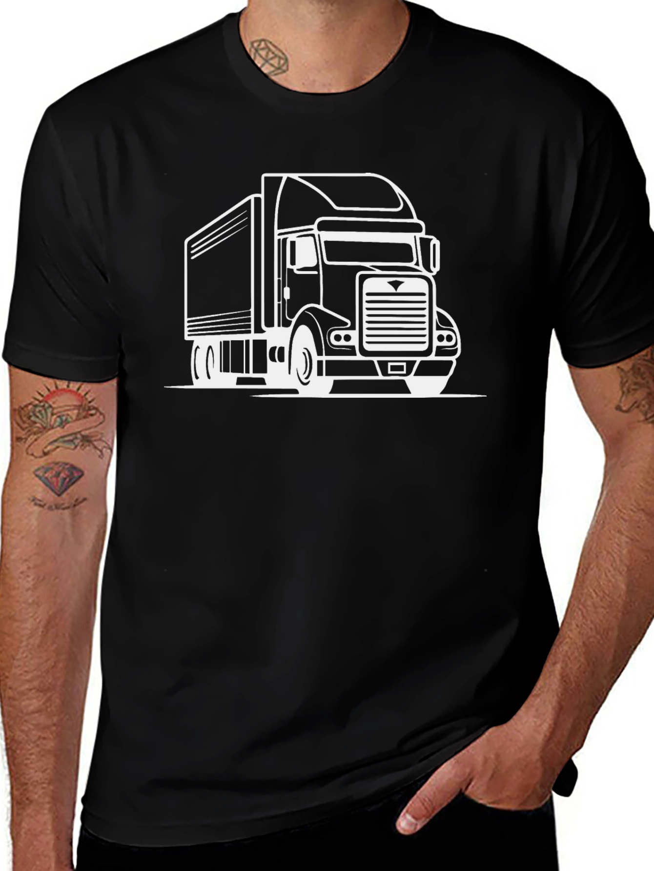 Truck Graphic Tee - Black Cotton Blend