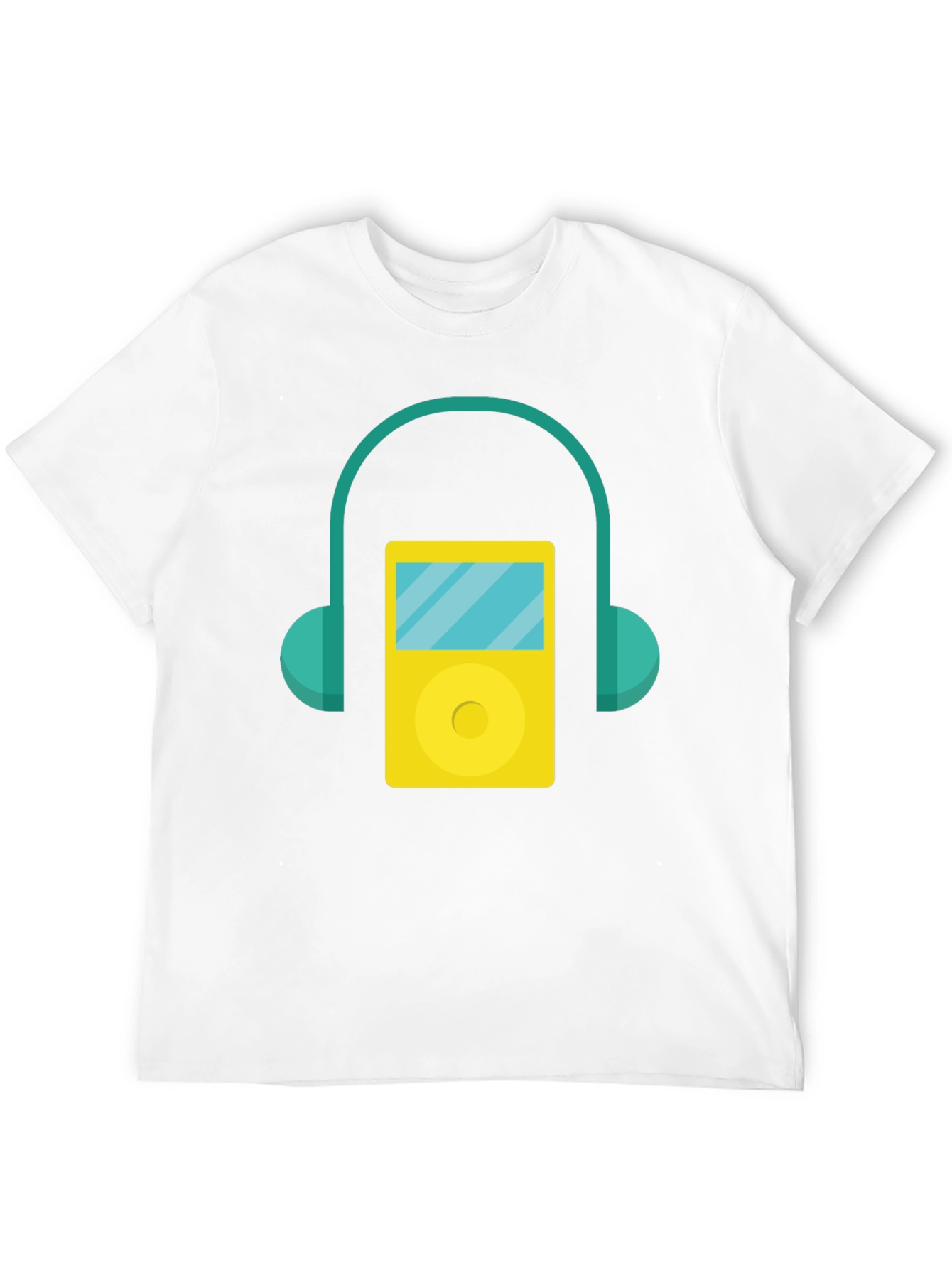Retro Music Player Graphic Tee - Black Cotton T-Shirt