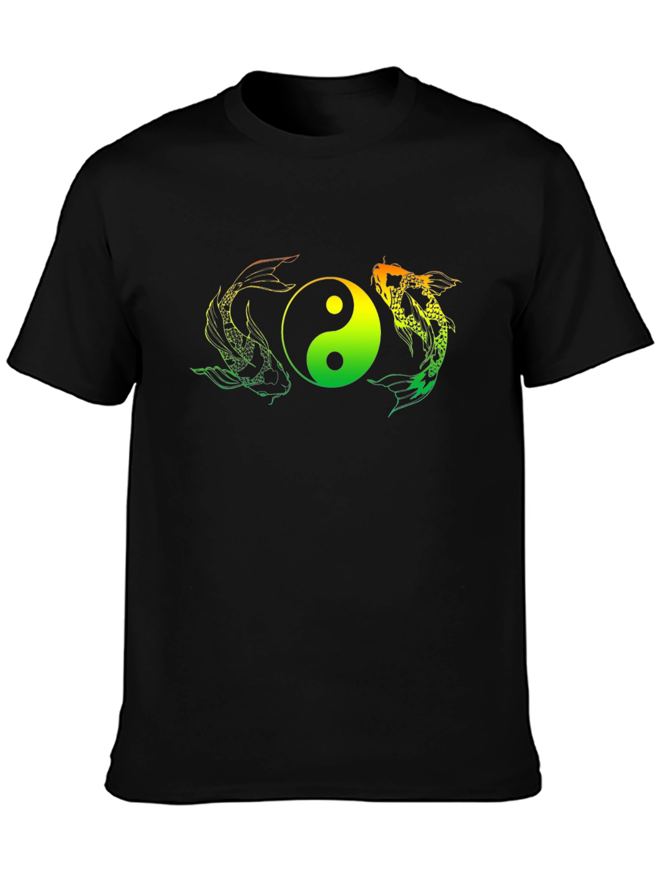 Yin Yang Koi Fish Graphic Tee - Black T-Shirt