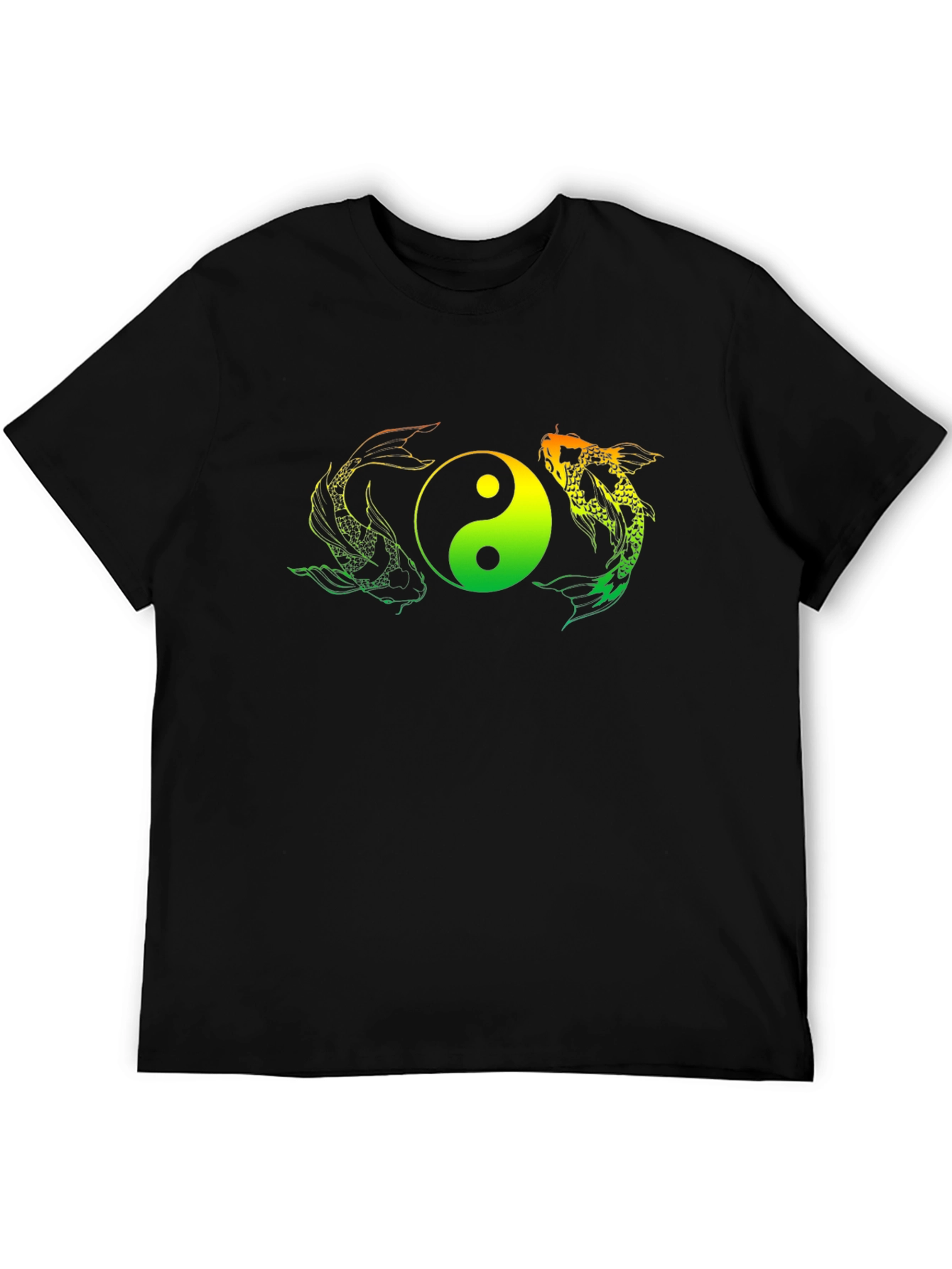 Yin Yang Koi Fish Graphic Tee - Black T-Shirt