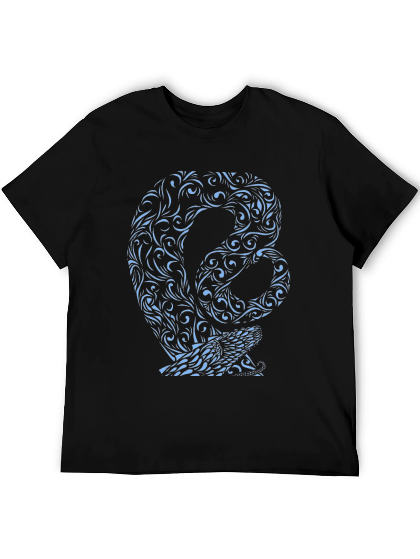 Snake Pattern Graphic Print Black Tee