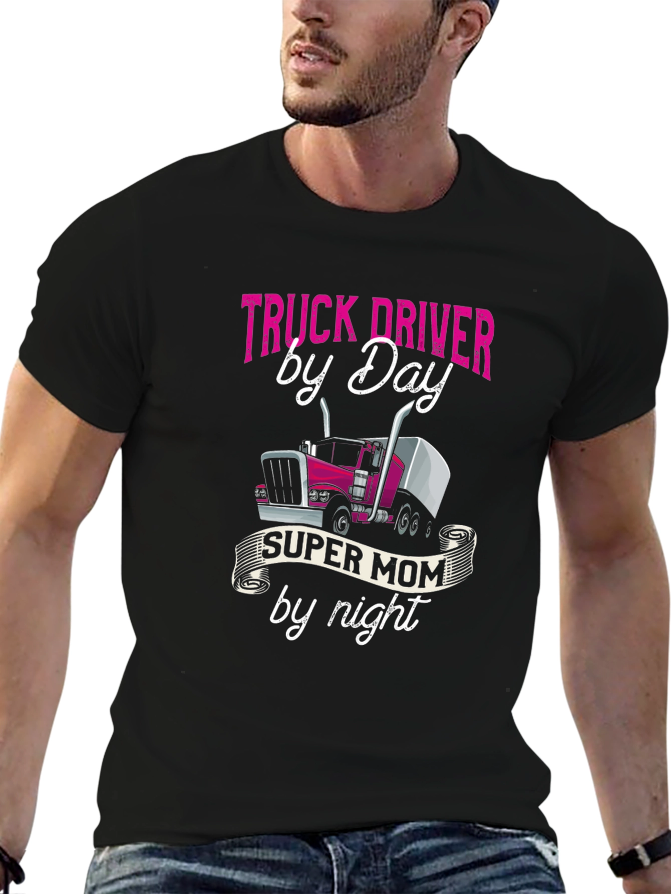 Truck Driver Super Mom T-Shirt - Black
