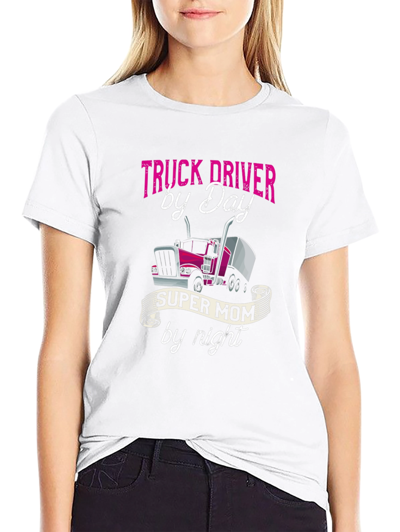 Truck Driver Super Mom T-Shirt - Black
