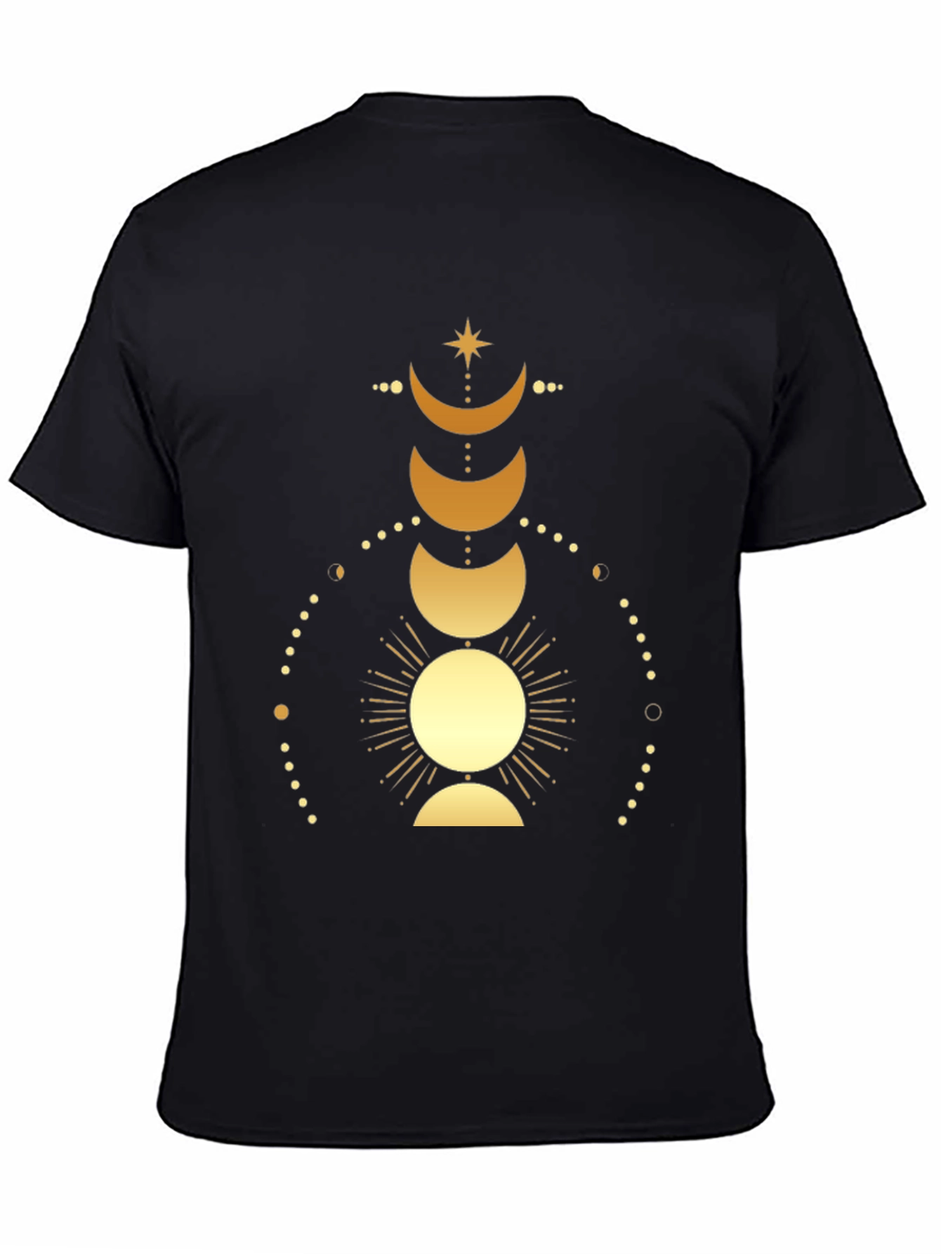 Celestial Moon Phases Graphic Tee - Black