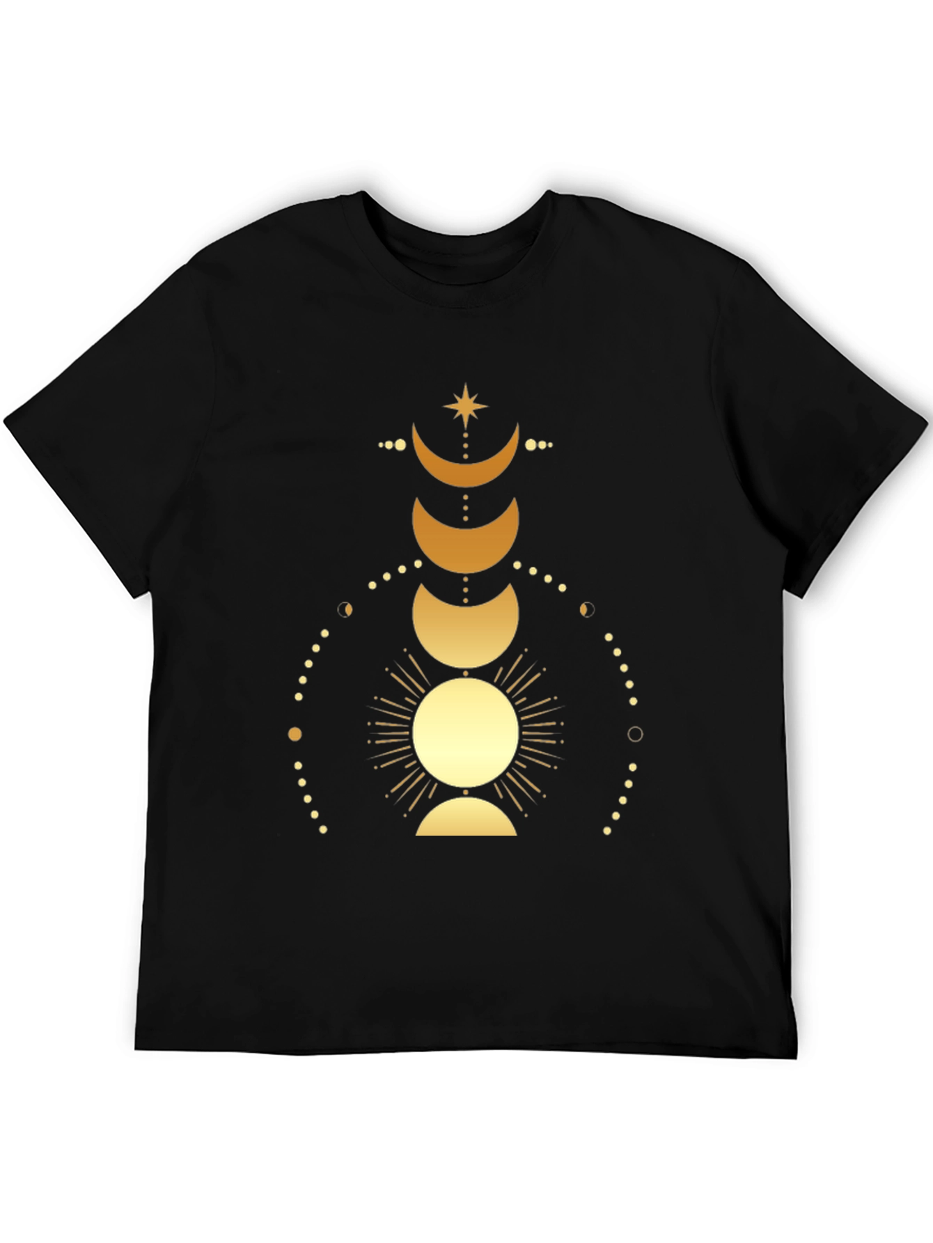 Celestial Moon Phases Graphic Tee - Black