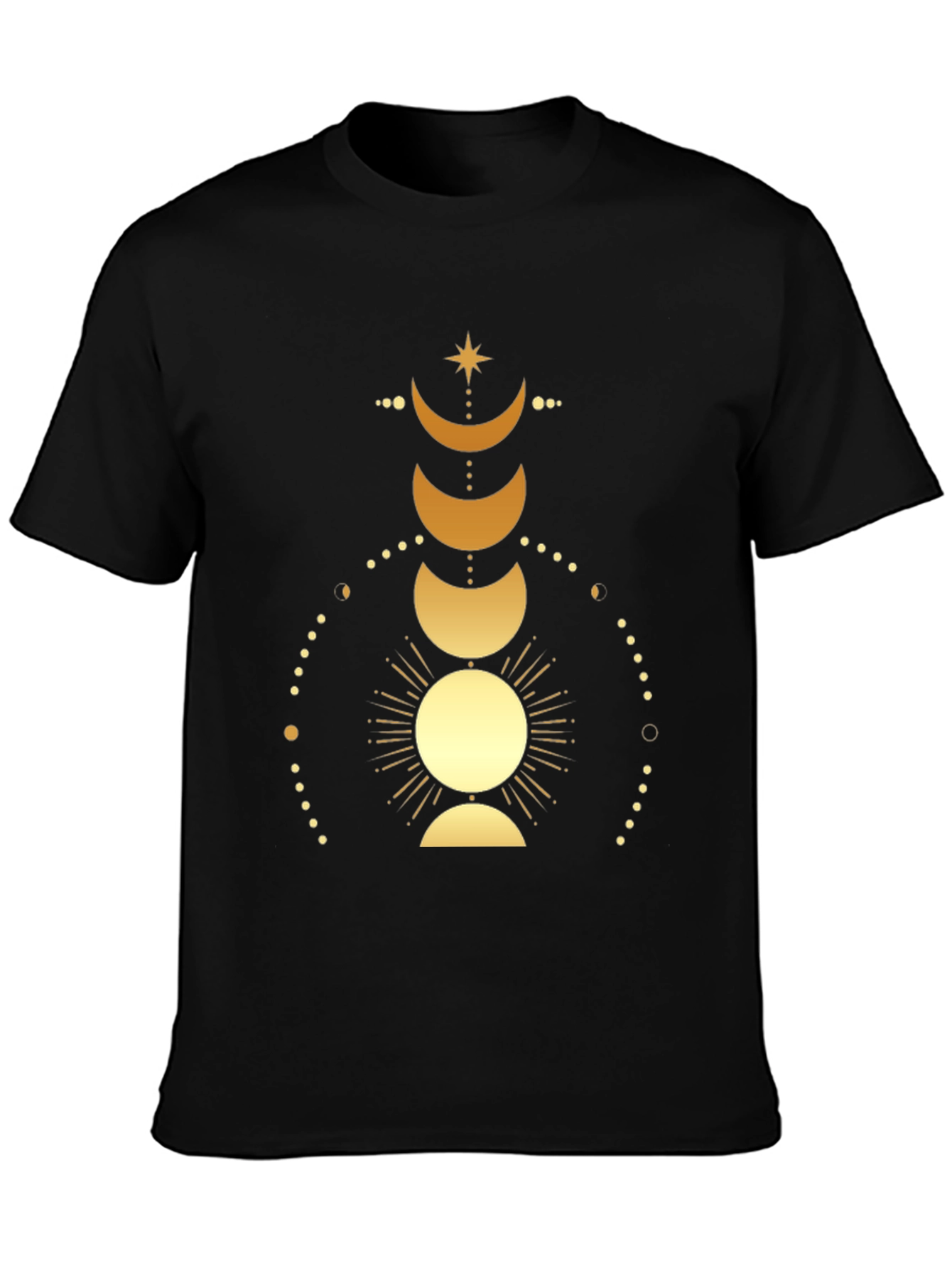 Celestial Moon Phases Graphic Tee - Black