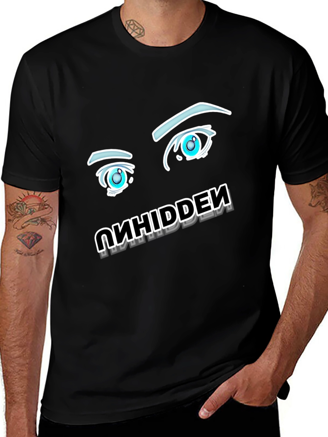 Anime Eyes Graphic Black Tee