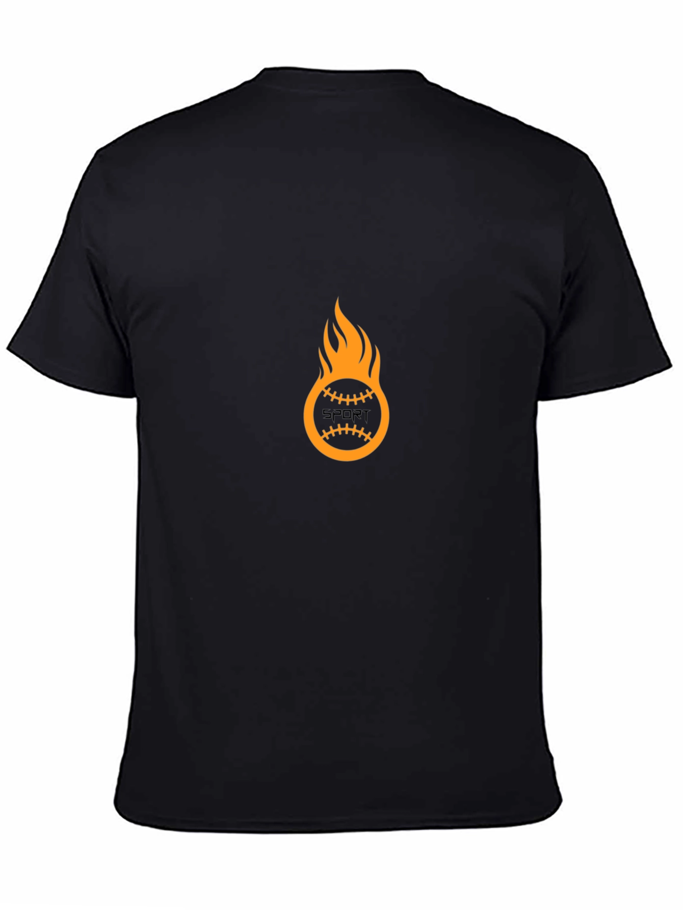 Mens Black Graphic Tee - Flaming Sport Ball