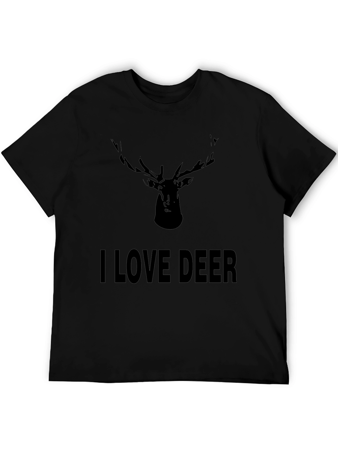 I Love Deer Black T-Shirt - Antler Graphic Tee