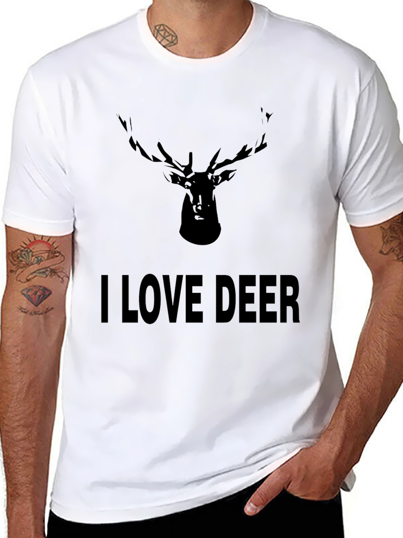 I Love Deer Black T-Shirt - Antler Graphic Tee