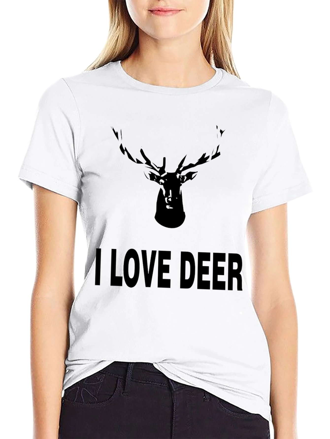 I Love Deer Black T-Shirt - Antler Graphic Tee