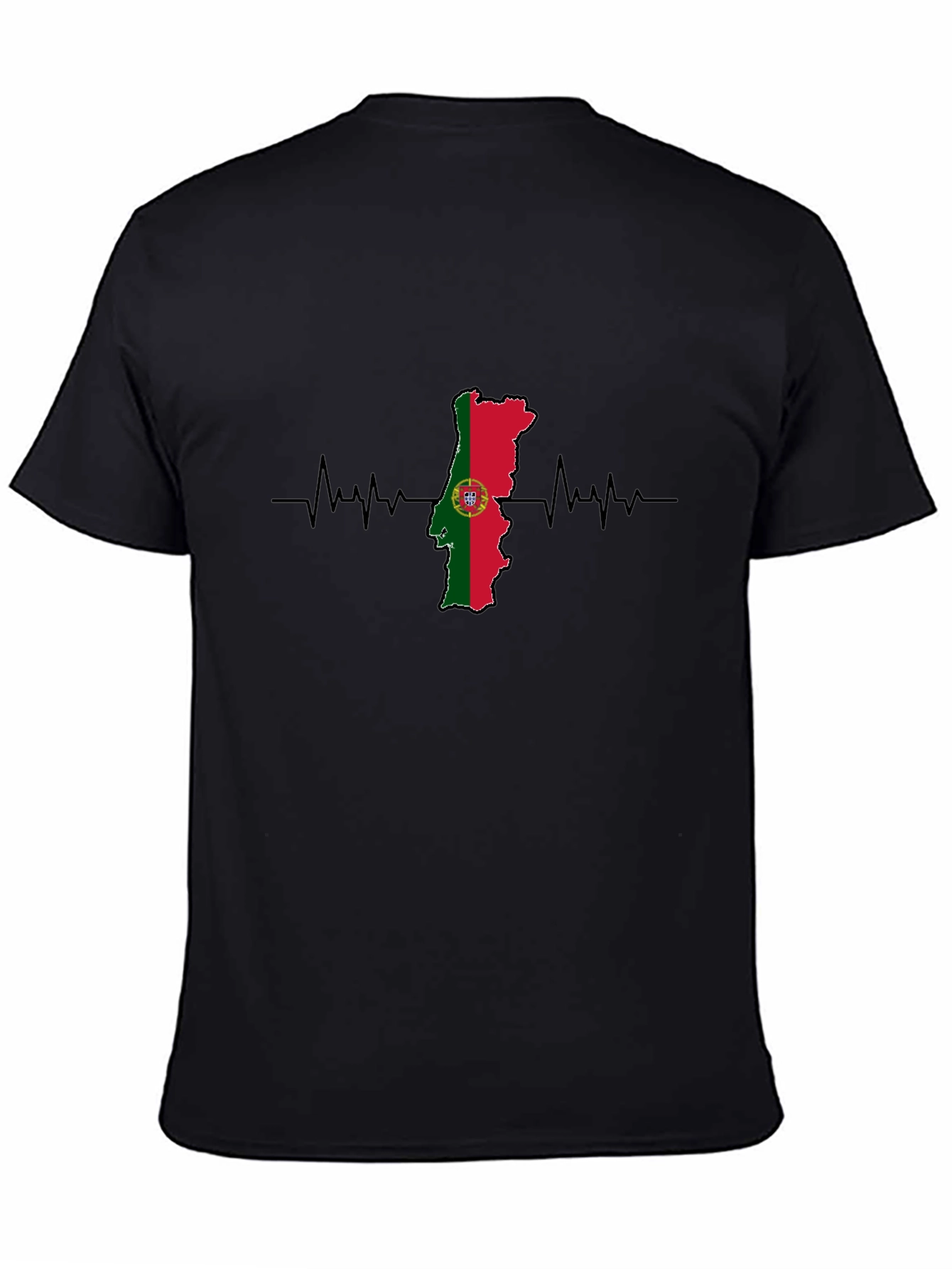 Portugal Flag Heartbeat Graphic Tee - Black