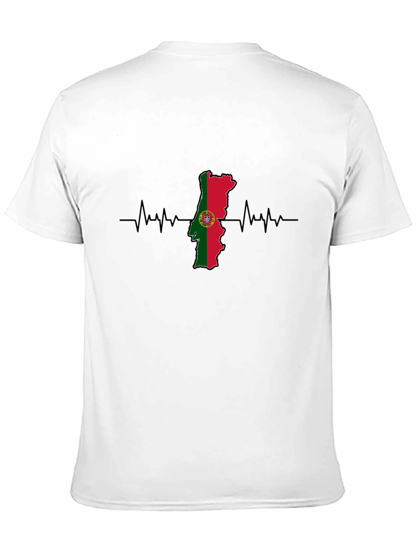Portugal Flag Heartbeat Graphic Tee - Black