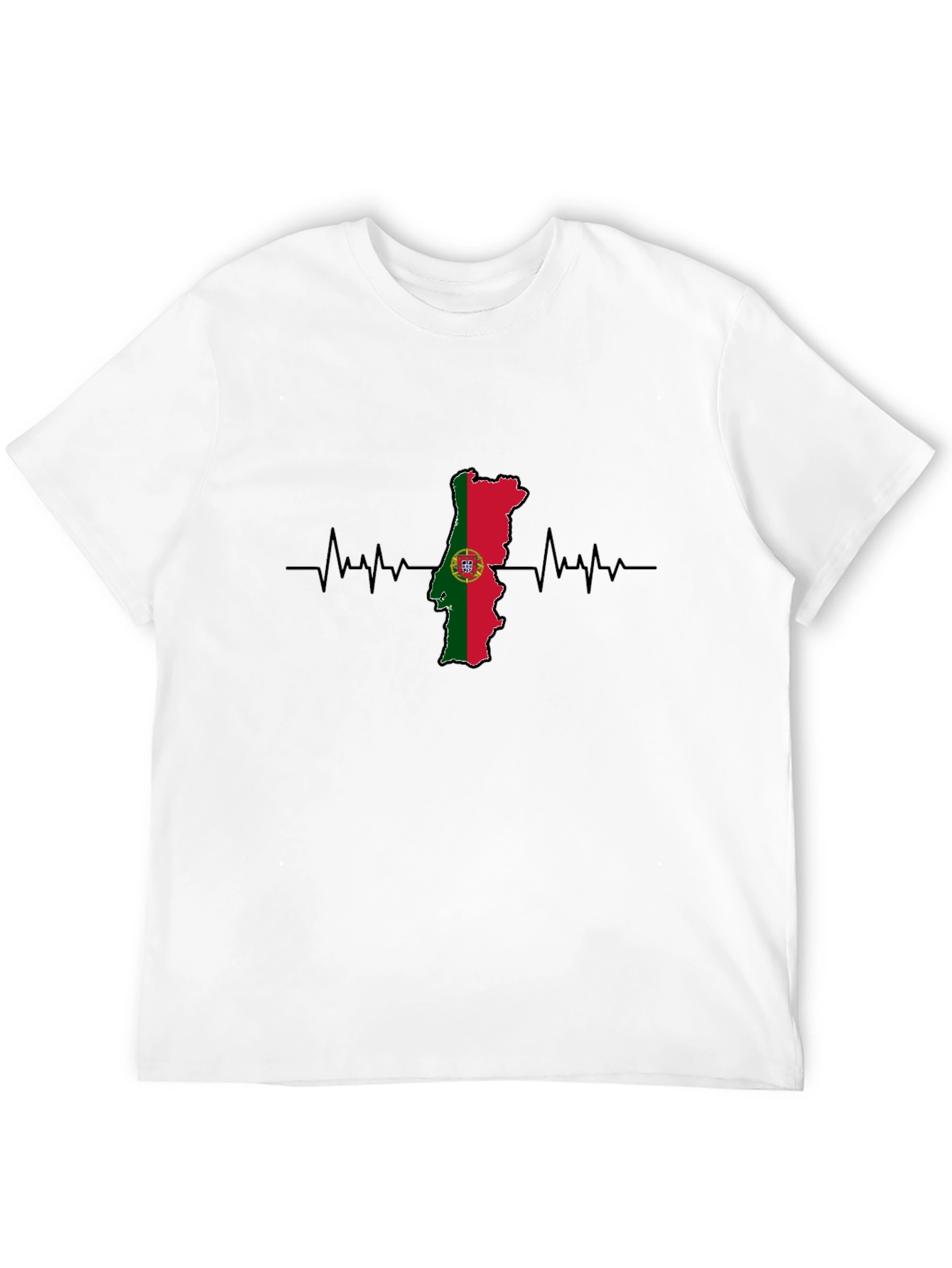 Portugal Flag Heartbeat Graphic Tee - Black