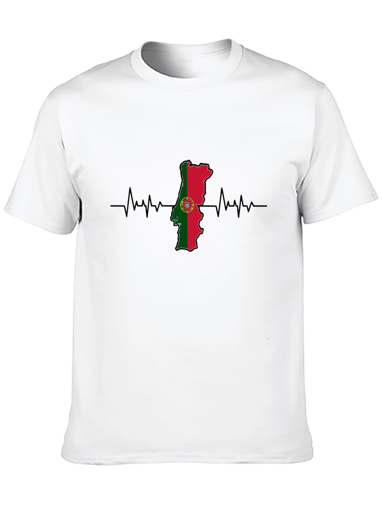 Portugal Flag Heartbeat Graphic Tee - Black