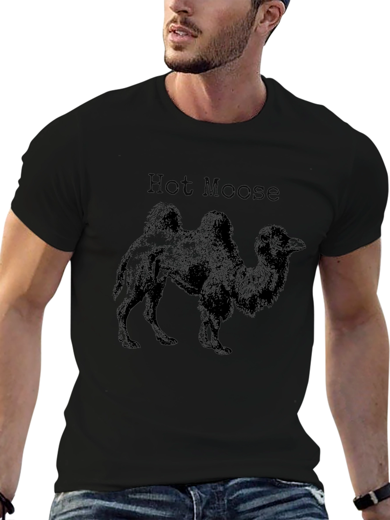 Mens Black Hot Moose Camel Graphic Tee