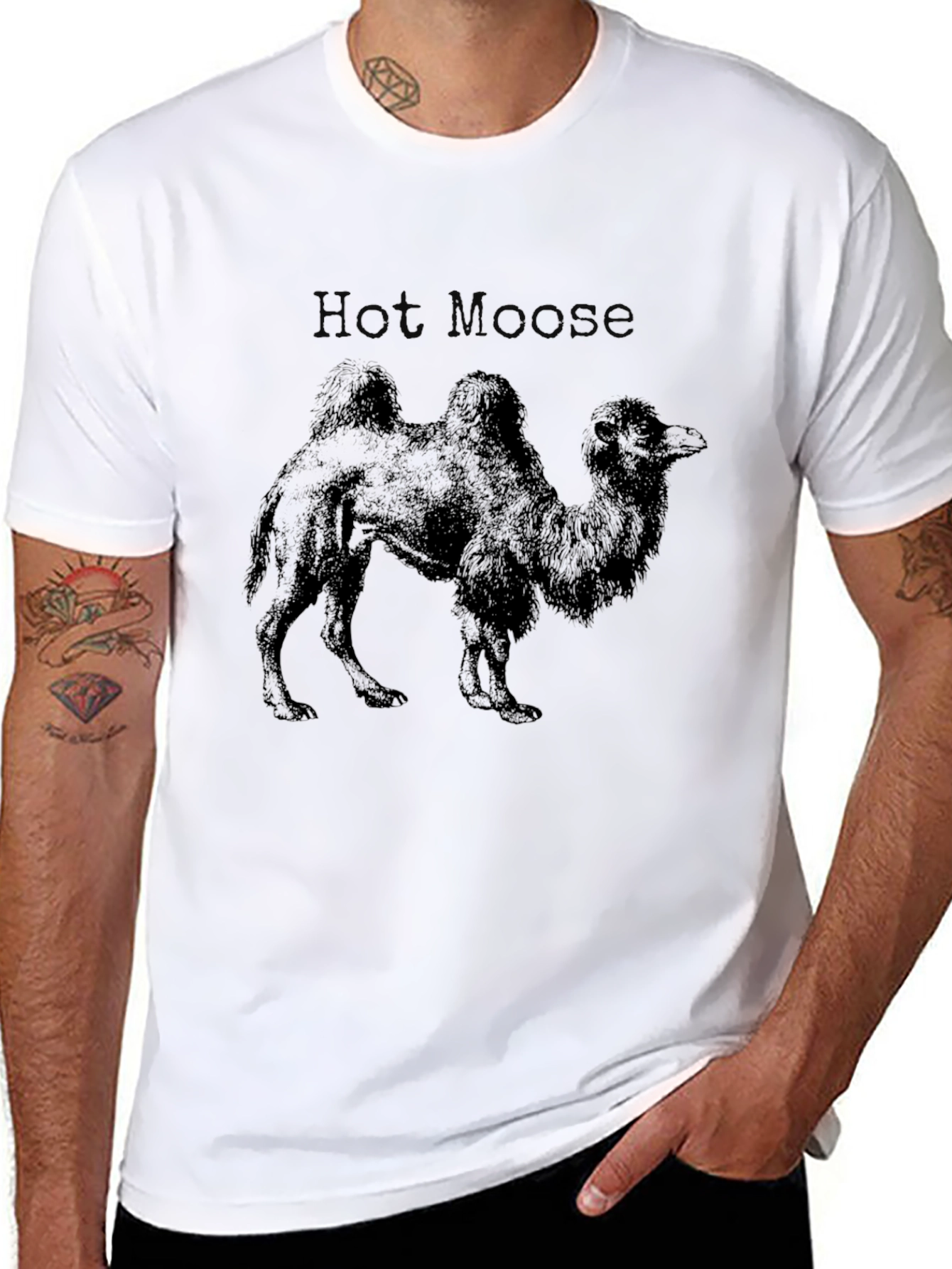 Mens Black Hot Moose Camel Graphic Tee