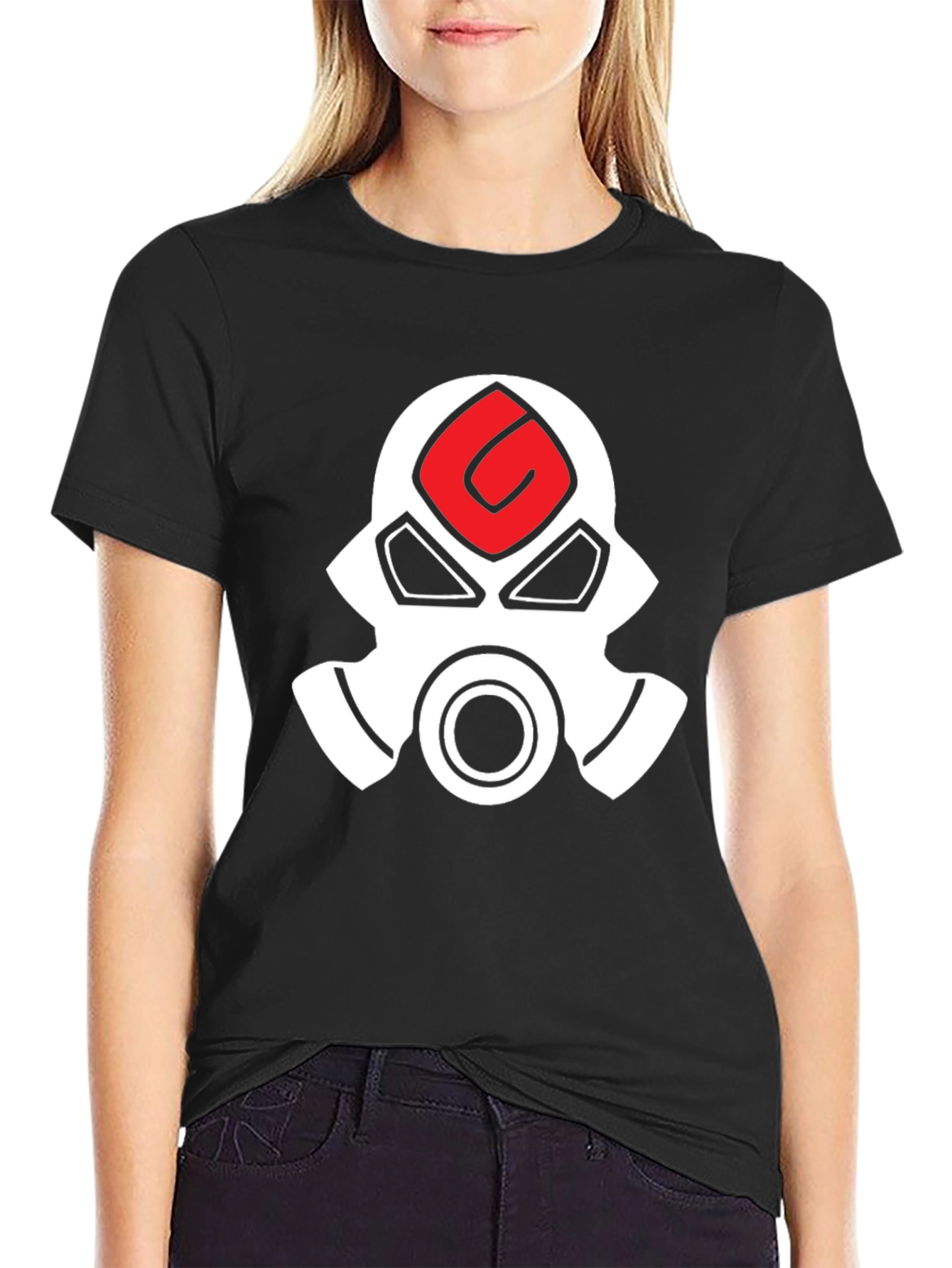 Graphic Tee - White Gas Mask Design on Black